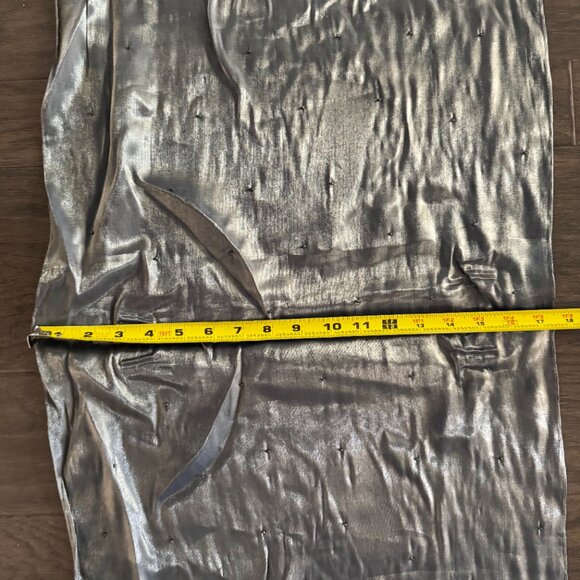 Sue Wong Scarf Dress Metallic Shiny Green Gray Shawl Hand Beaded Large #1 - Picture 13 of 16